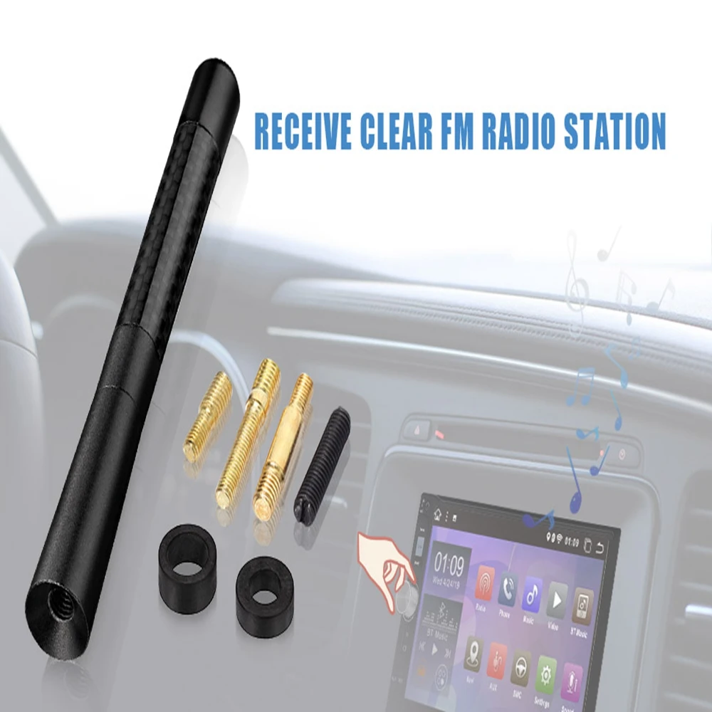 Superbat Universal Car Aluminum Alloy Carbon Fiber FM AM Radio Aerial Antenna 12cm