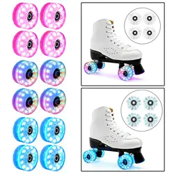 4 Roller Skate Wheels 58mm x 32mm, Luminous Quad Roller Skateboard Wheels with Bearings Installed