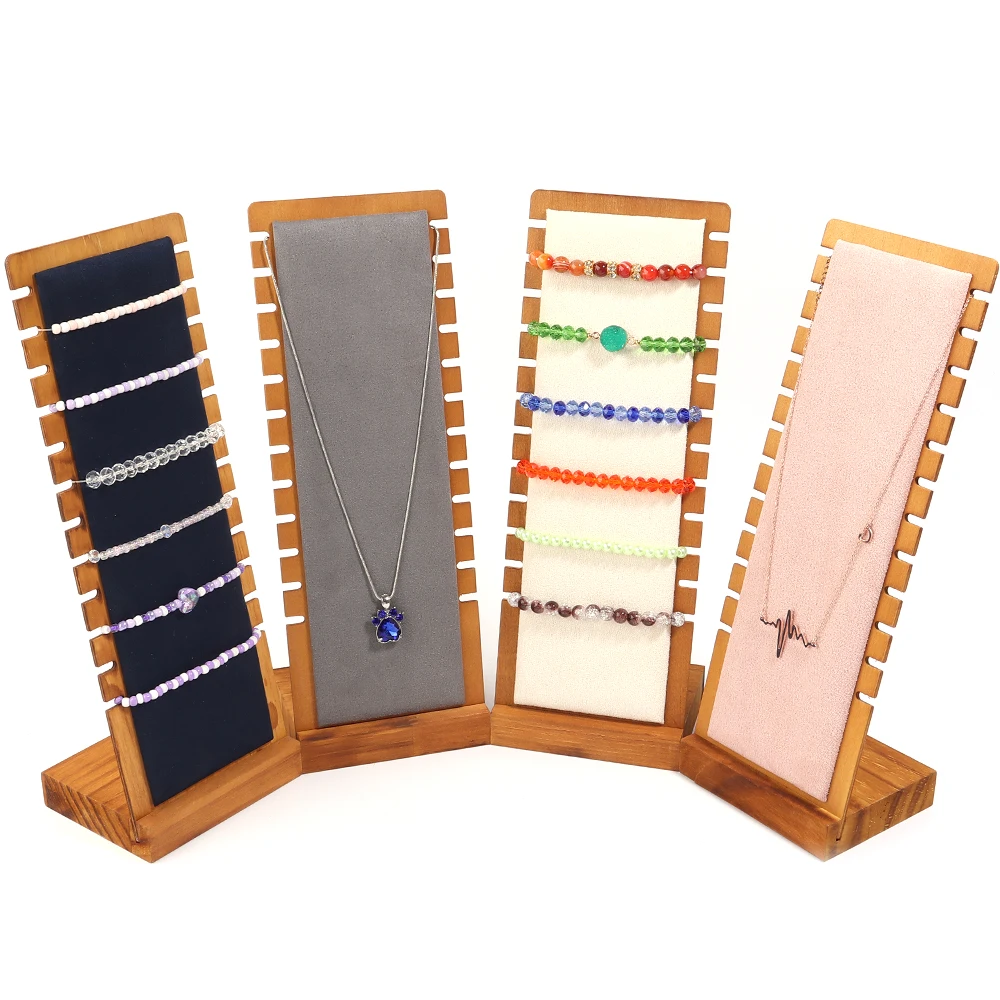 

1 комплект, сосновая деревянная бархатная вертикальная подставка для ювелирных изделий, подходит для счетчика ювелирных изделий, стеллаж для хранения домашних ювелирных изделий