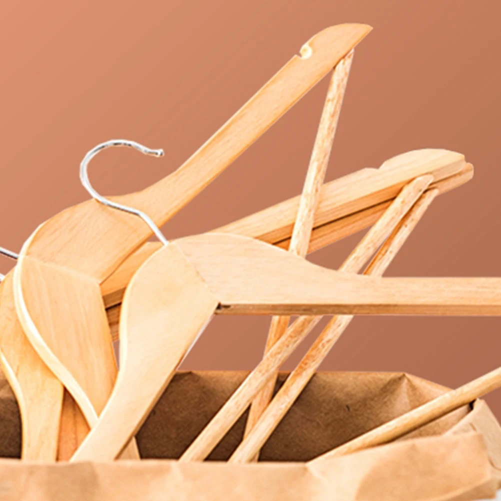 

6pcs Solid Wood Clothes Hangers Vintage Style Coating Hangers For Home Hotel Closet Storage Wooden Clothing Rack Adult Use