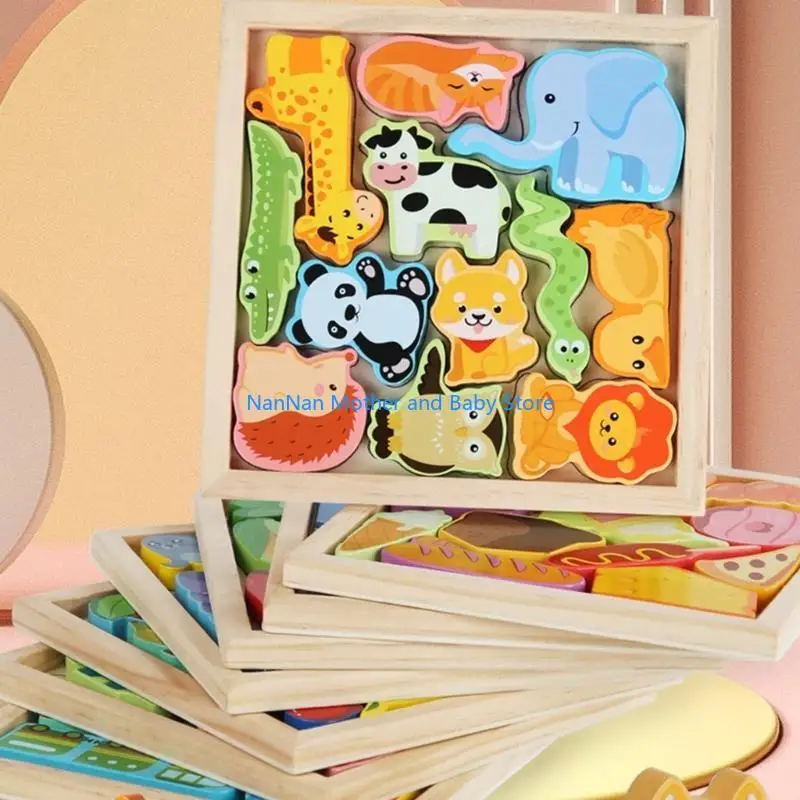 

Children Wooden Animal Balance Block Board Games Toy Dinosaur Educational Stacking High Building Block Toy for Kids