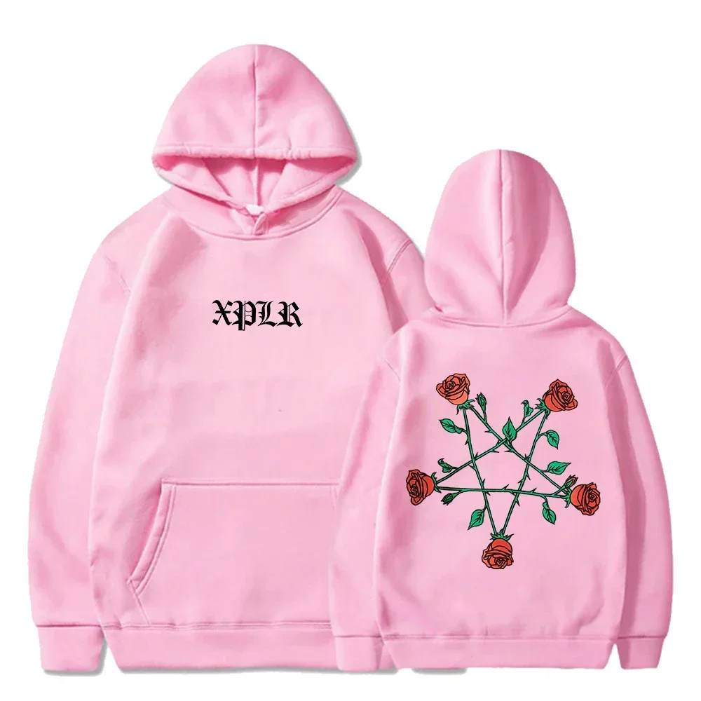 2024 XPLR Sam And Colby Pentagram Roses Hoodie 2024 Couples Merch Long Sleeve Streetwear Women Men Hooded Sweatshirt Fashion