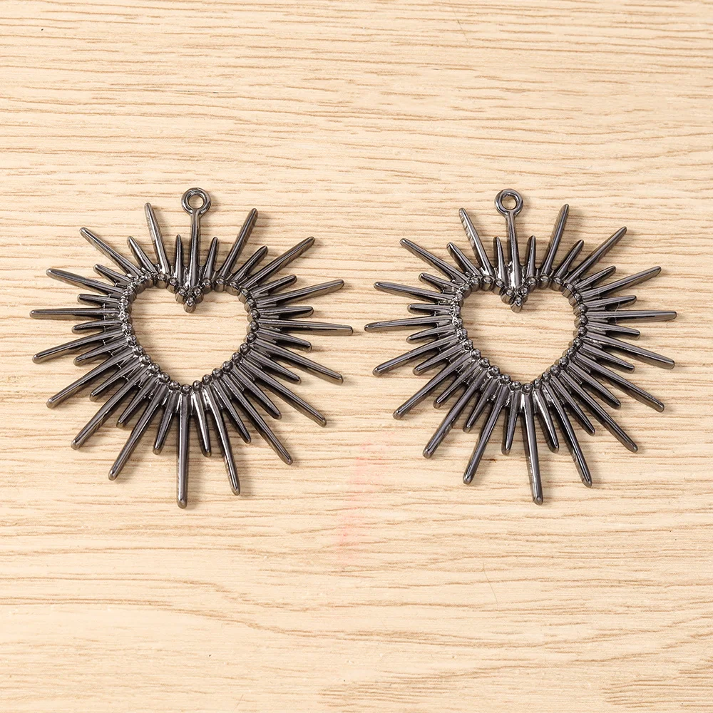 Tusember 5 Stück Hip-Hop Gun Black Sonne Mond Stern Herz Anhänger für Halsketten, Ohrringe, Armbänder, Schmuckherstellung, Bastelzubehör – Detail 12