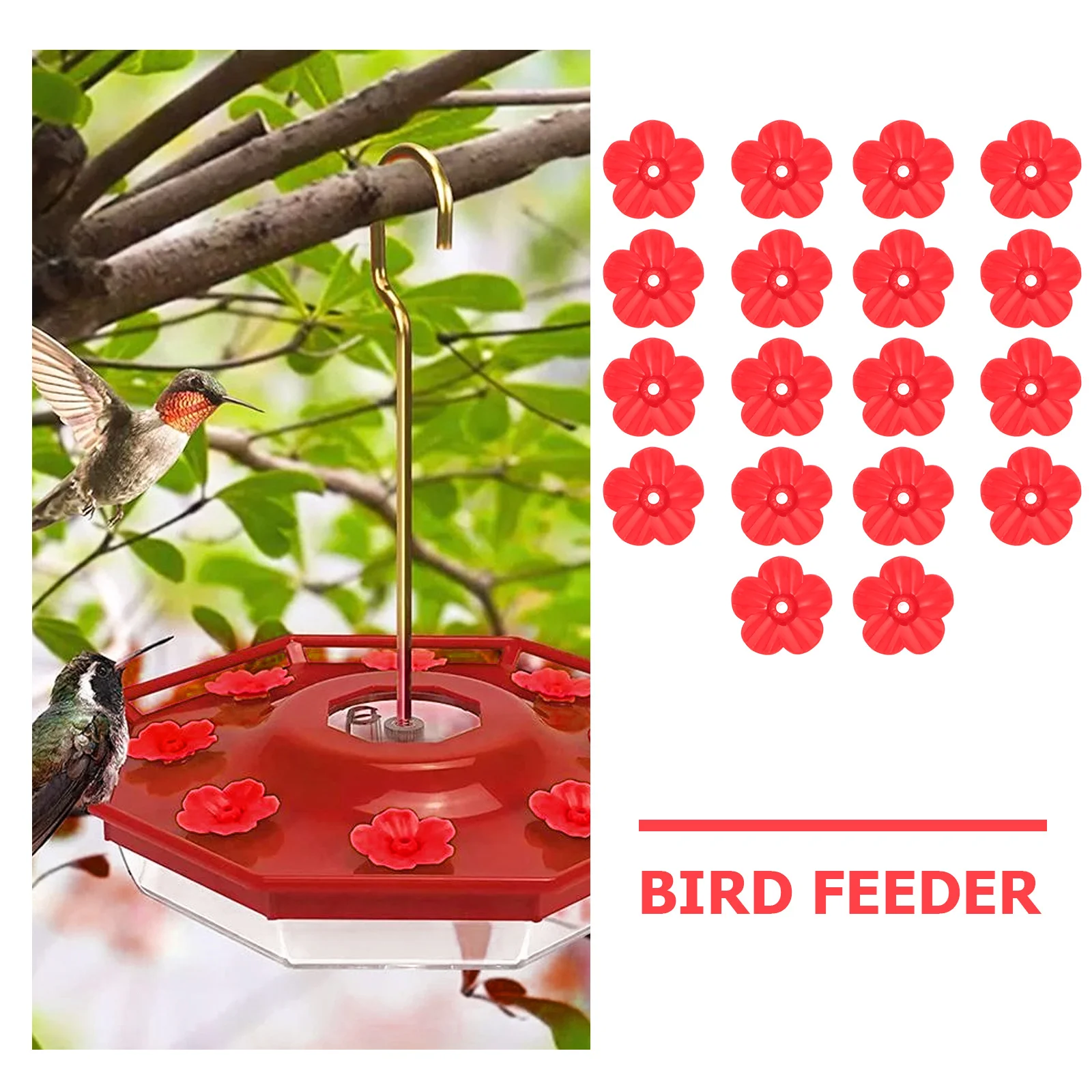 

18Pcs Bird Water Feeder Flowers Sufficient Number Easy Hummingbird Tool Bird Water Feeder Flowers