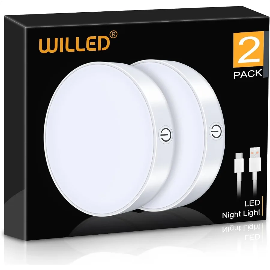 

Dimmable Touch Light Buitin 1000mAh Large Battery Rechargeable LED Tap Lights Magnet Stick on Closet Portable Puck Night for Ca