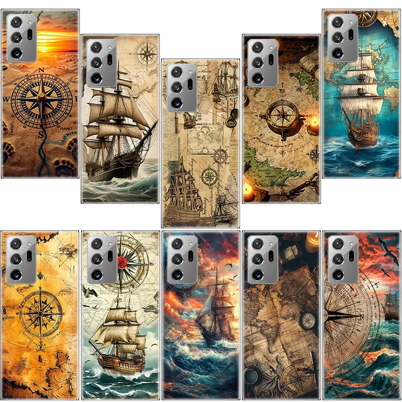 Compass Map Voyage Phone Case For Samsung Galaxy S25 Edge S24 S23 FE S22 S26 Ultra S21 S20 S10 Plus Capa Soft