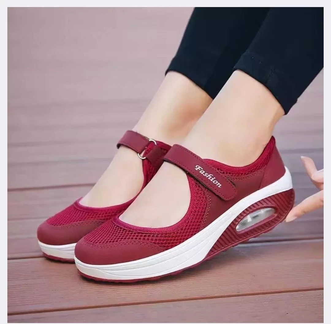 Women's large walking shoes, breathable net light shoes, fashion casual shoes, flat shoes with air cushion designer shoes