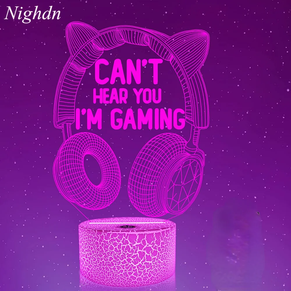 

Nighdn Headset Night Light Touch USB Tabel Lamp Gaming Room Decor Headphone Gift for Men Teenagers Kids LED Nightlight