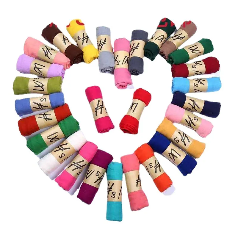 

10 шт. хлопковый льняной шарф женский однотонный шелковый женский зимний высококачественный монохромный льняной шарф 8SJ208