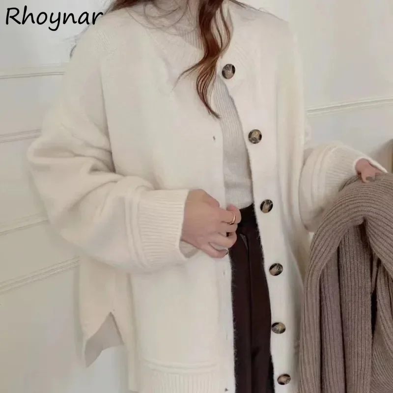 Dopamine Knitted Cardigans Women Autumn Warm Coats Long Sleeve Sweaters Casual Slouchy Solid Sweet Warm Korean Style All-match