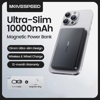 MOVESPEED S10 Slim Magnetic Power Bank 10000mAh PD20W Portable Charger Wireless External Battery for iPhone 16 Samsung Powerbank