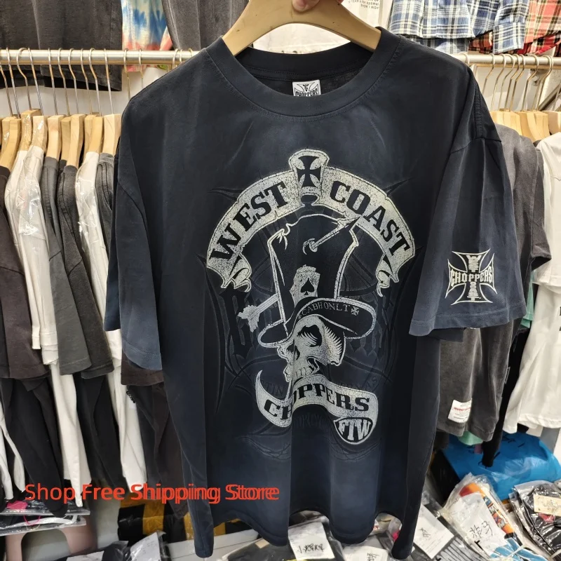 

Винтажная мужская футболка с принтом West Coast Choppers, 100% хлопок, дышащая, в стиле ретро, байкерский стиль, свободная посадка, повседневная уличная одежда