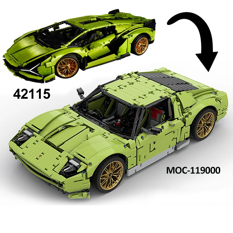 MOC-119000 Green Super SportsCar I8 Compatible 42115 Buidling Blocks Bricks Educational Puzzle Toys Birthday Gifts