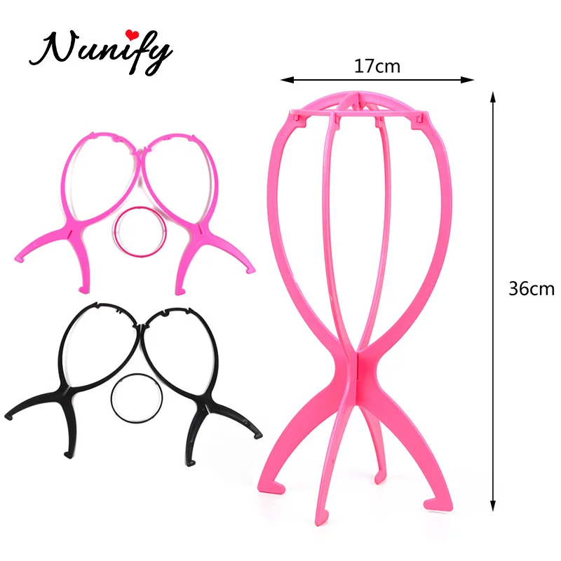 Plastic Wig Stand Portable Wig Head Stand Black Pink Wig Hang Holder Stand Durable Hair Display Tools Wig Accessories