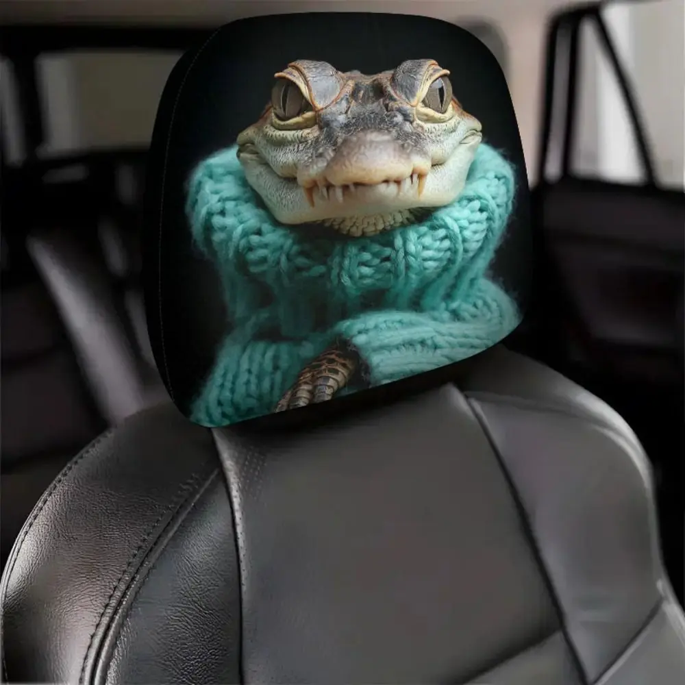 2pcs Elastic Stretch Fabric Car Headrest Covers Soft Material Lightweight Halloween Car Covers Non-Slip Easy To Take Off 3
