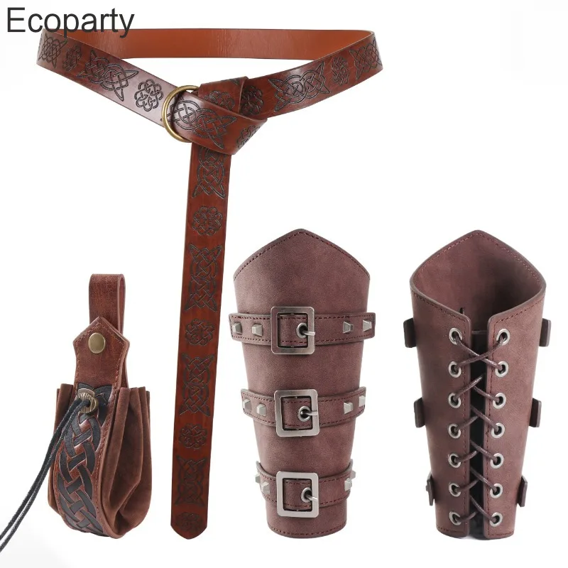 Armadura Medieval para hombre, calentadores de brazo para Cosplay con cordones, guantelete de caballero pirata vikingo, pulsera, brazalete, accesorios Steampunk, accesorio de Cosplay