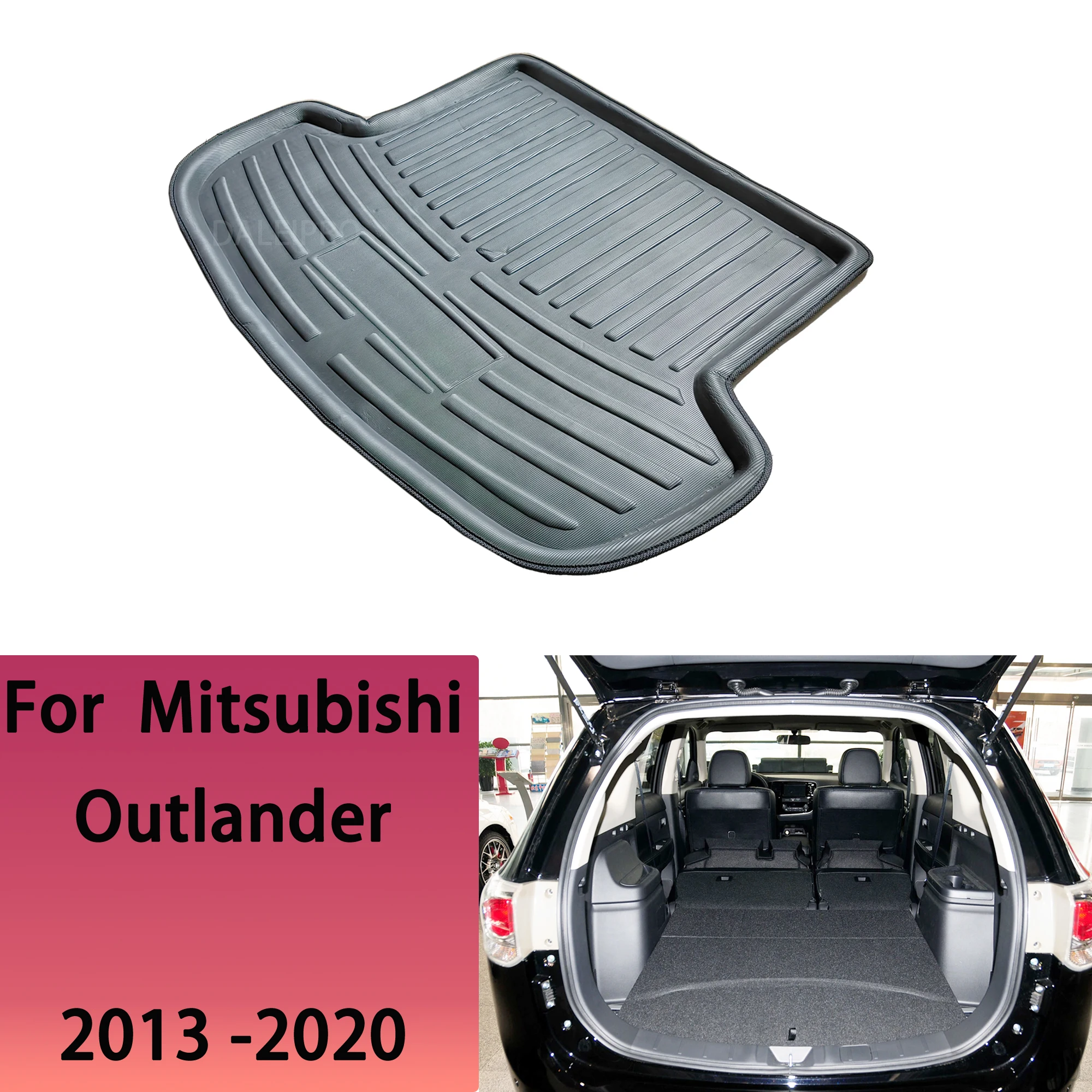 Car Rear Trunk Mat For Mitsubishi Outlander 2013 2014 2015-2018 2019 2020 Cargo Liner Boot Floor Tray Carpet Car Accessories 3D