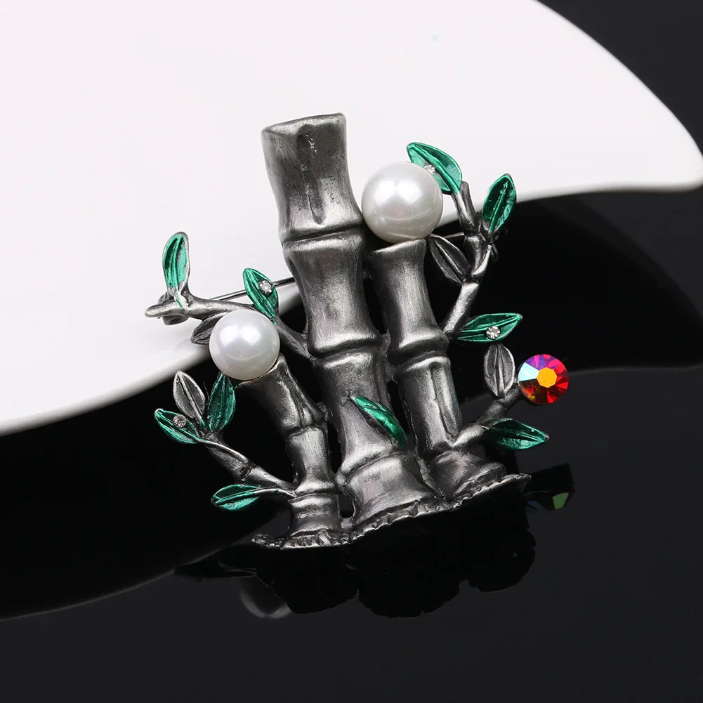 Vintage Women Brooch Trendy Enamel Natural Stone Lapel Pins Cute Plant Accessories For Office Party Meeting Luxury Jewelry
