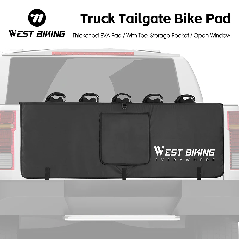 WEST BIKING Truck Tailgate Cover Protection Pad With 2/5 Frame Fixing Straps Thickened EVA Waterproof Reflective Bicycle Mat