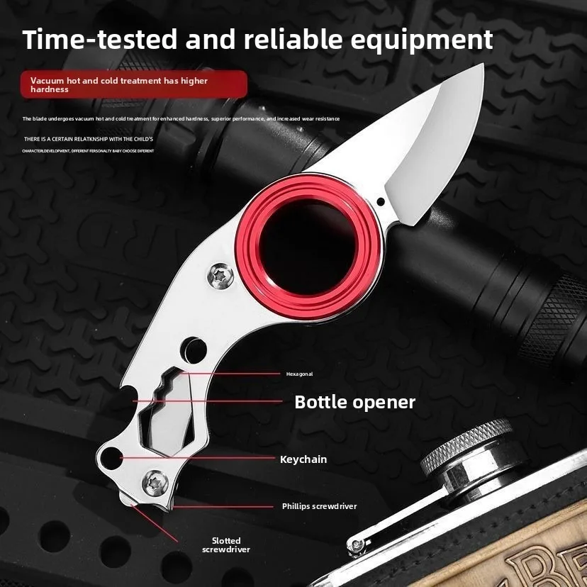 Handheld Outdoor Pocket Folding Knife EDC Ring Knife High Hardness Sharp Portable Multi-functional Dedicated Express Knife
