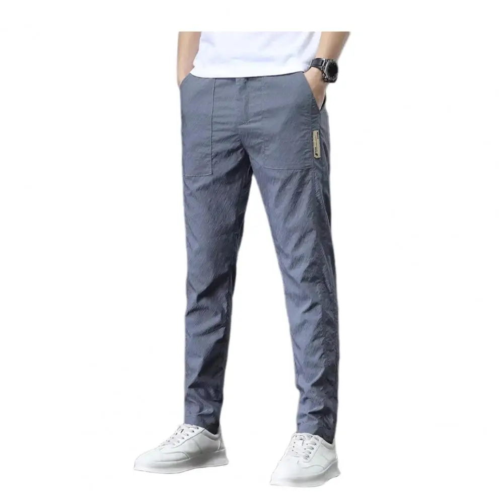 Men's Ice Silk Ultra-thin Casual Pants Korean Trendy Versatile Loose-fit Straight-leg Summer Thin Style Quick-dry Pants Daily