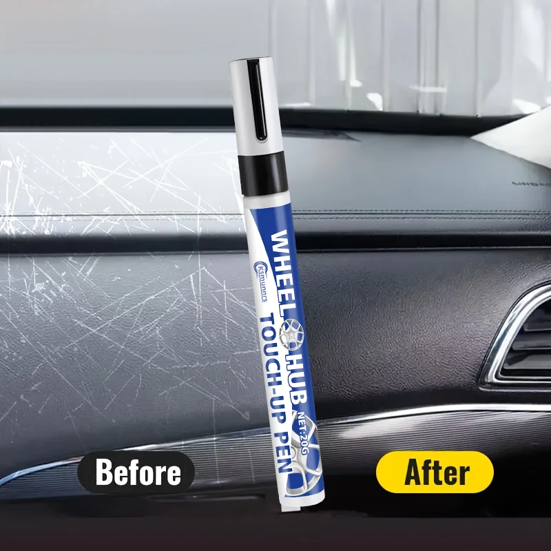 Car Button Paint Touch-Up Pen - Black Plastic Touch-Up Pen for Interior, Steering Wheel, Center Console, Instrument Scratches, R