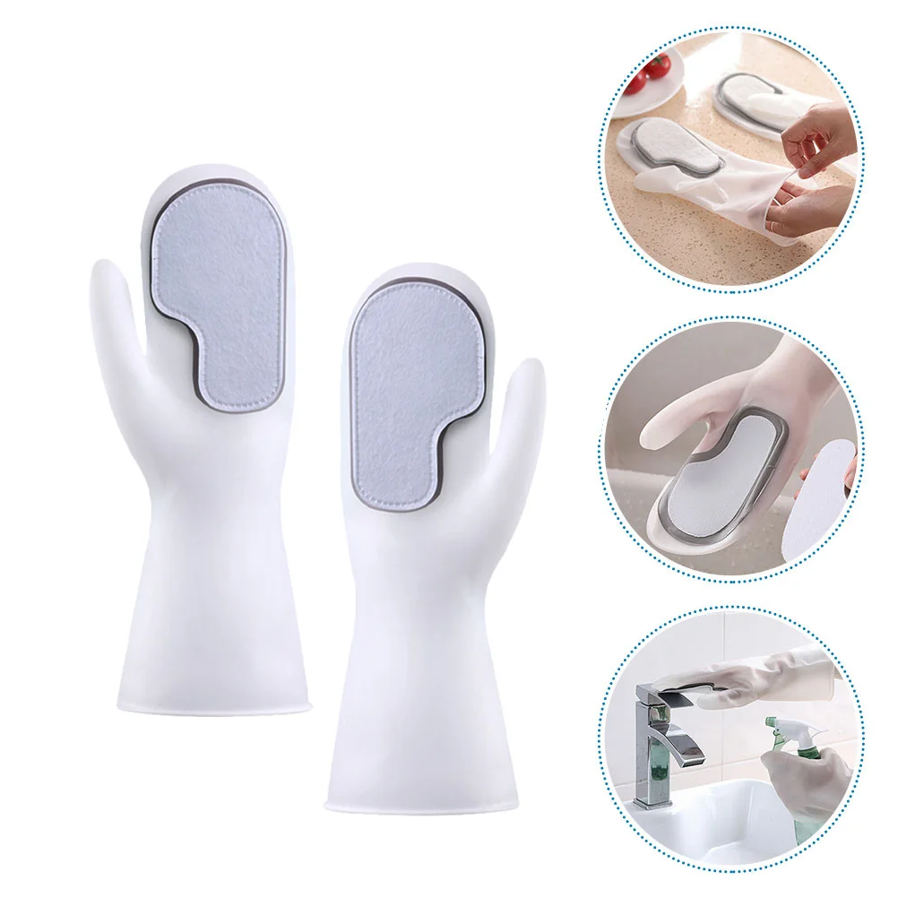 

2pcs Dishwashing Gloves Kitchen Cleaning Gloves Reusable Waterproof Non-Slip Oil Proof Corrosion Resistant Lightweight For Bowl