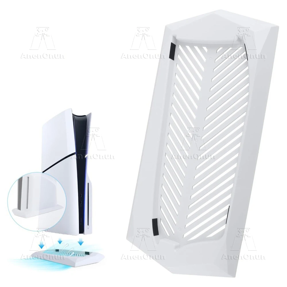 Vertical Stand for PS5 Slim Console Disc Edition Bottom Ventilated Base Enhanced Cooling Stable Holder Easy Assembly - White