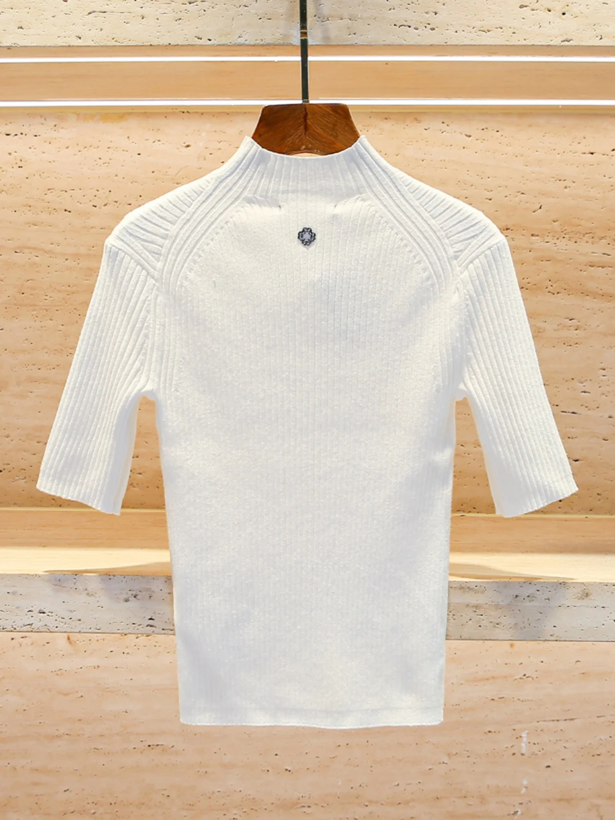 M Home Southern Oil High End European Sle Women's Spring Casual Versatile Slim Fit Stand Collar Knitted Sweater Top