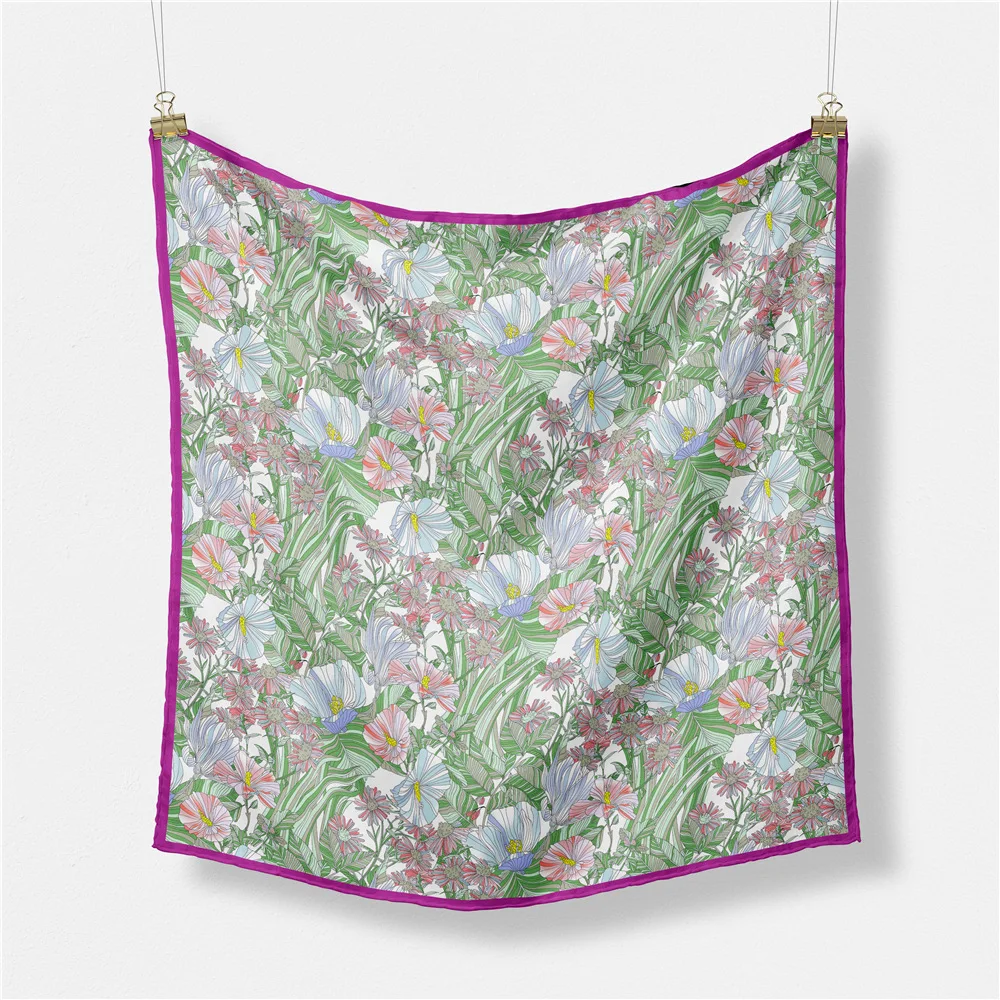 

Fashionable Versatile Floral Bird Pattern Women's Decorative Small Square Silk Scarf Stylish Tie for All Seasons And Ages