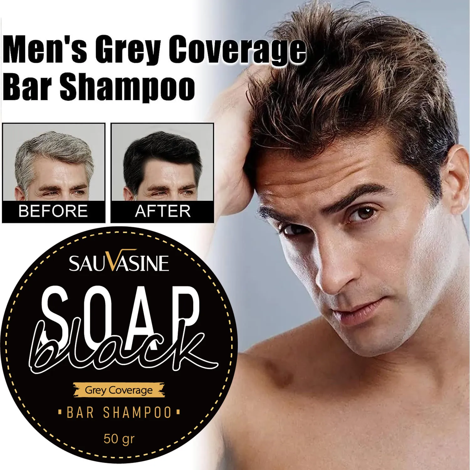 

Hair Darkening Shampoo Bar for Gray Hair Coverage Soap Polygonum Multiflorum Fast Effective Repair Gray White Color Dye For Men