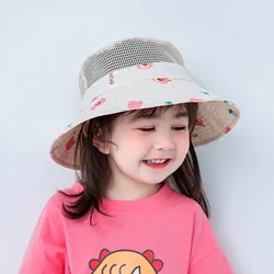 Cartoon Kids Bucket Hat Cotton Spring Summer Baby Cap Beach Travel Children Sun Hats for Girls Boys Accessories 2-6Y