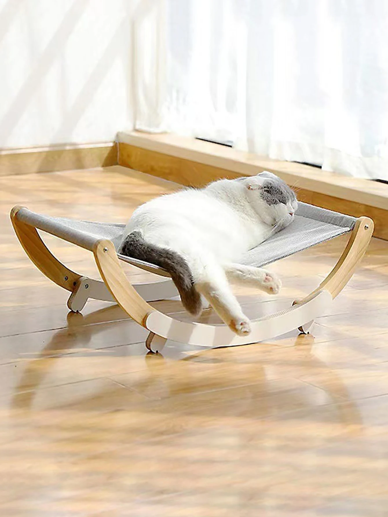 Wooden cat hammock, wooden cat swing chair, cat hanging bed, easy to assemble pet furniture, suitable for cats to rest and play