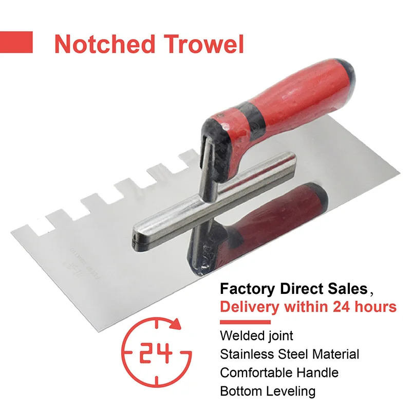Picture 6: 28cm Stainless Steel Trowel Right Square Notch Plastering Trowels Hand Tools Concrete Finishing Wall Scraper Spatula For Tile