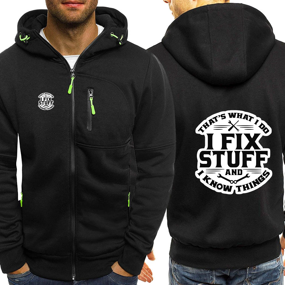 2025 Mechanic I Fix Stuff and I Know Things Spring Autumn New Men's Three-Color Cotton Hoodies Zipper Leisure Harajuku Jacket