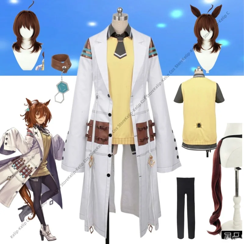 

Agnes Tachyon Cosplay Costumes Uma Musume Pretty Derby Scientist Outfit White Lab Coat Costume Wig & Ear Accessories Halloween