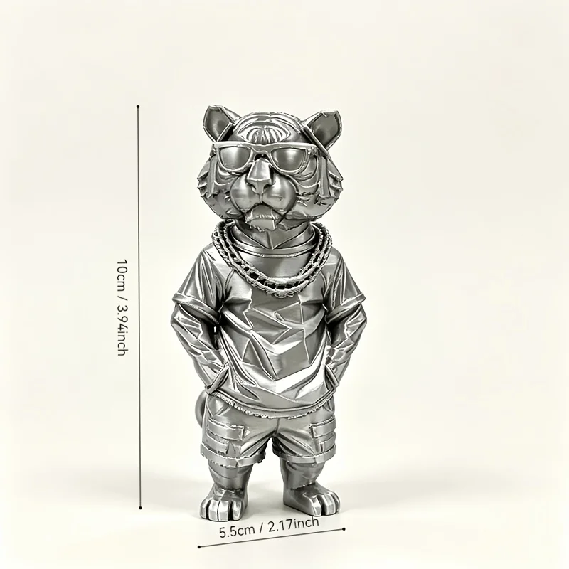 Cool Hip‑Hop Tiger Figurine 3D Printed Statues Street Style Sunglasses Tiger Home Desktop Collectible Ornaments Home Decor Gifts view 4