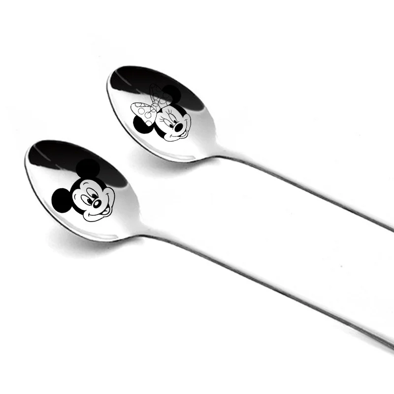 Disney Anime Mickey Mouse Spoon Kawaii Minnie Stainless Steel Ladle Cartoon Donald Duck Winnie the Pooh Children Gifts