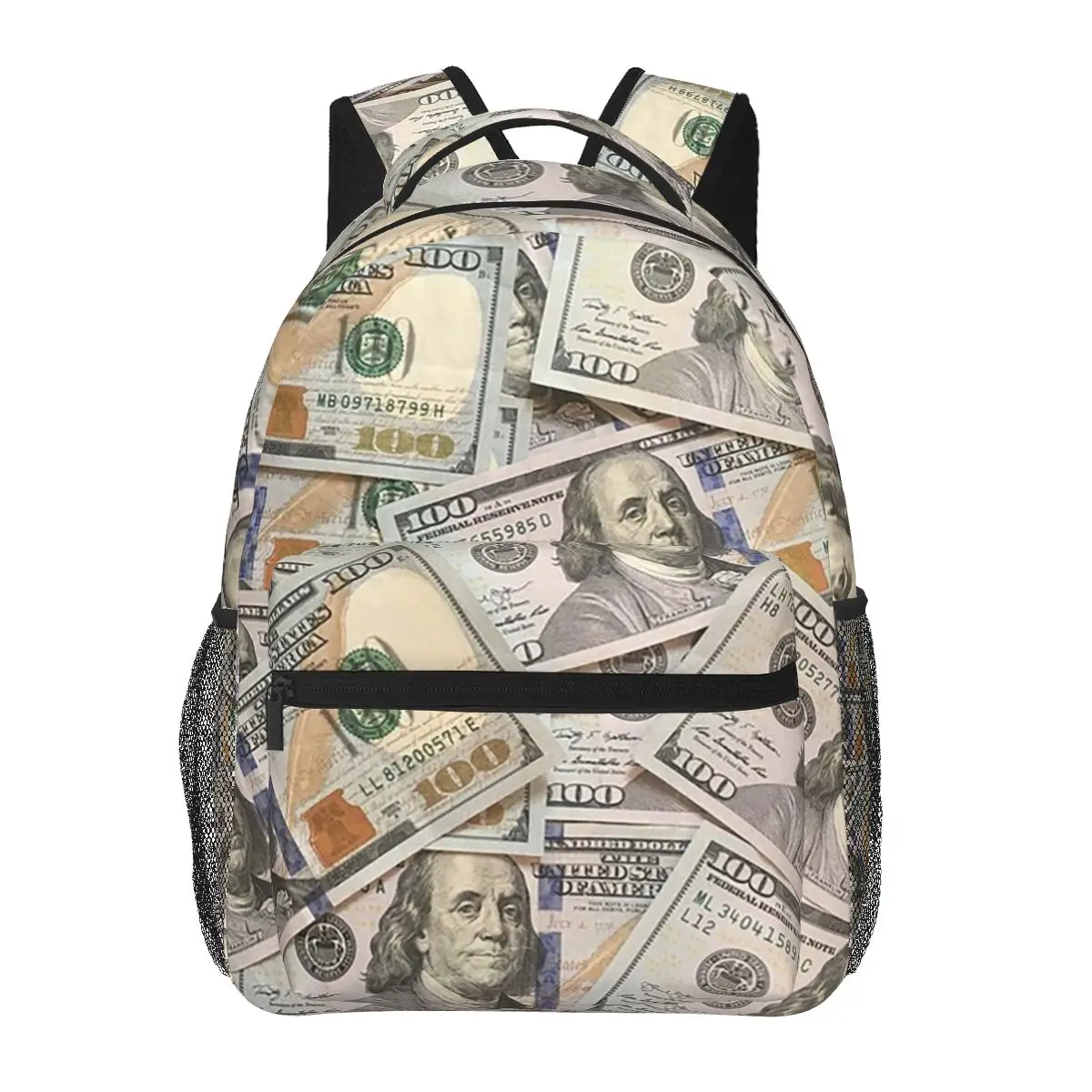 New Hundred Dollar Bills Money Attraction Backpacks Boys Girls Bookbag Children School Bags Cartoon Travel Rucksack Shoulder Bag