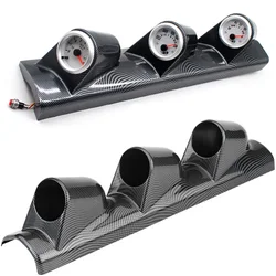 Universal Car Gauge Holder 52mm Left Right 3 Hole A Pillar Column Gauge Pod Holder Meter Stand Carbon Fiber