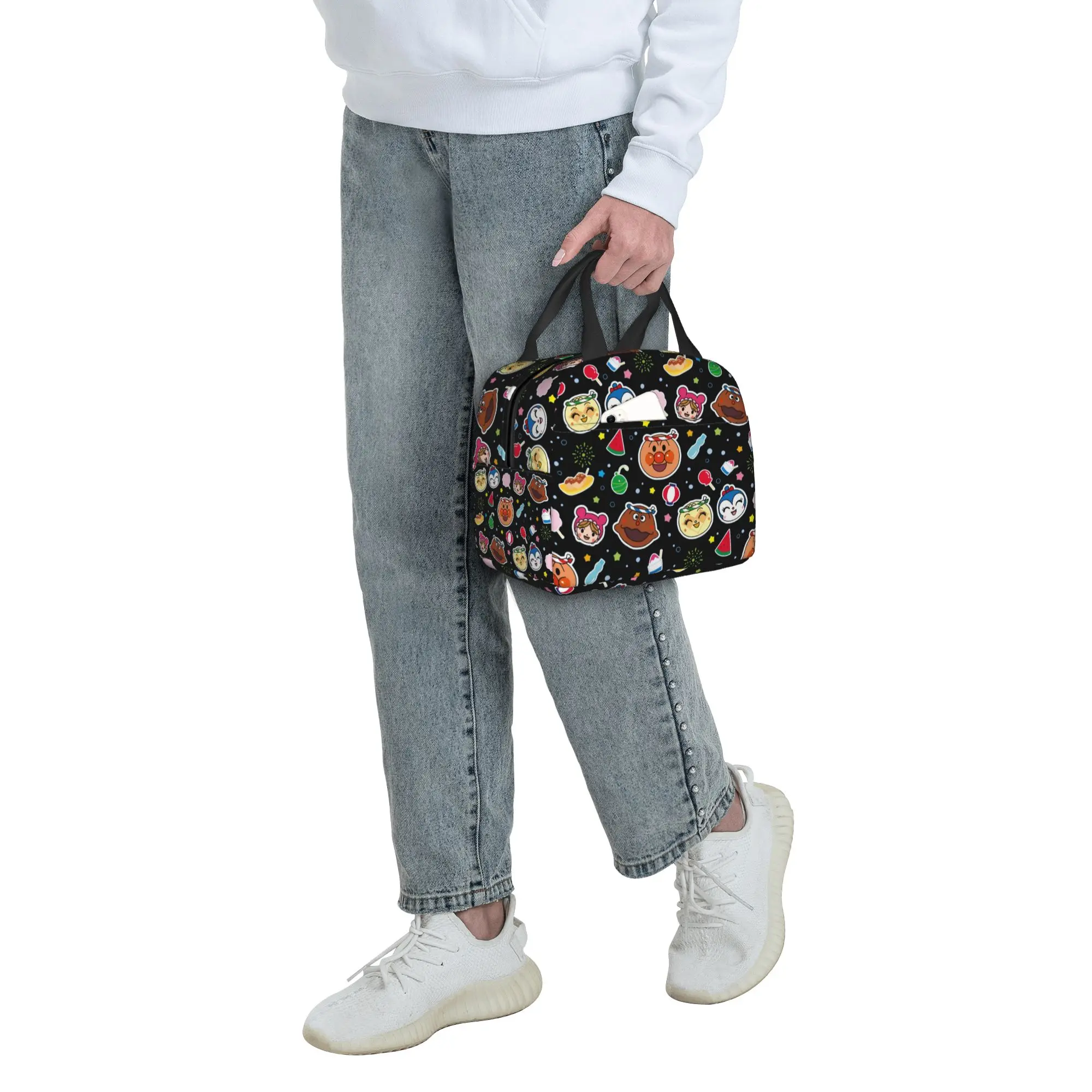 Custom Anpanmans Insulated Lunch Bags for Women Men Cartoon Portable Thermal Cooler Bento Box Work School Travel view 6