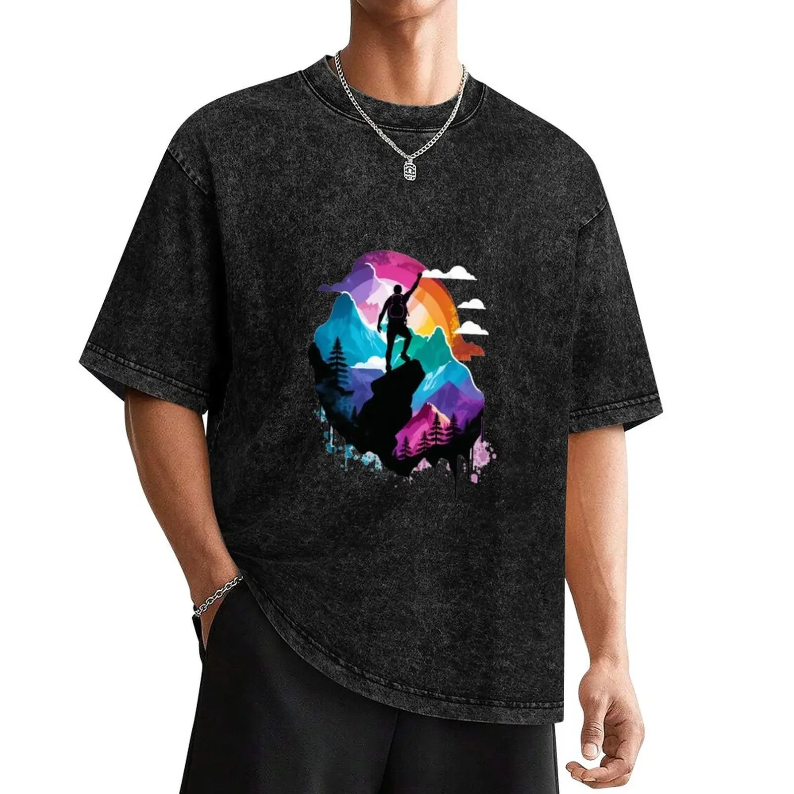 

Rainbow Pride Mountain Climber T-Shirt plus size tops shirts graphic tee mens champion t shirts