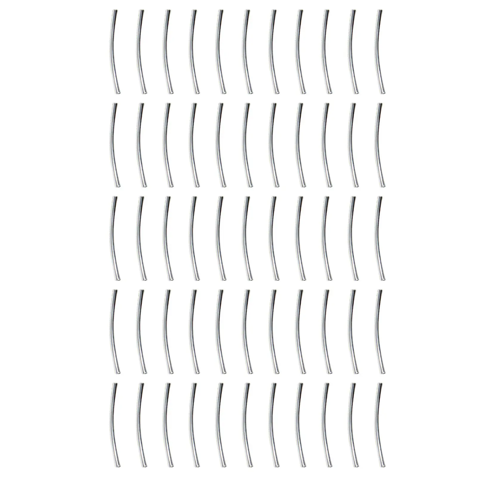 

50Pcs Copper Tube Spacer Beads Silver Plated Smooth Curve 3x30mm Loose Metal Beads for Jewelry Making Findings Charms Pendants