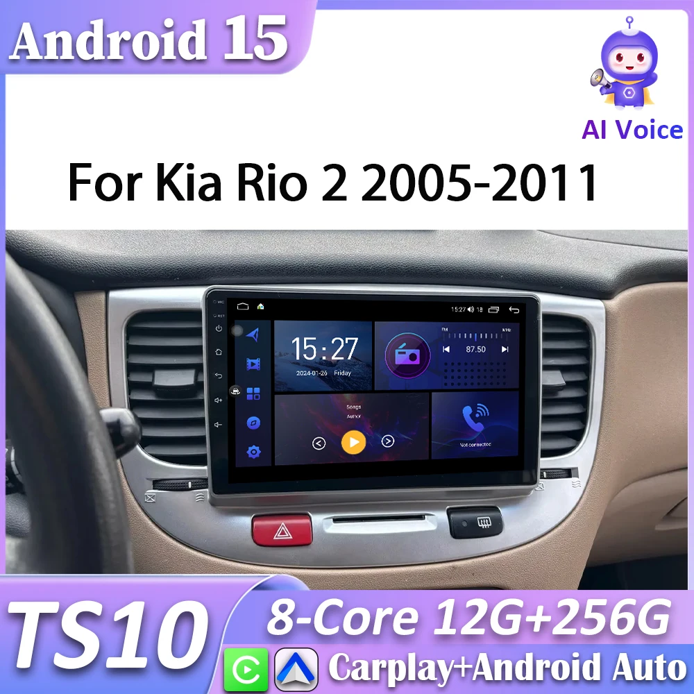 

For Kia Rio 2 2005-2011 Car Radio Carplay Screen GPS Navigation Android Auto Multimedia Player Bluetooth WiFi 4G No 2din Video
