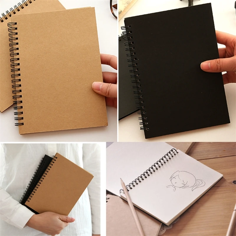 Reeves Retro Bound Coil Sketch Book Blank Notebook Kraft Sketching Paper