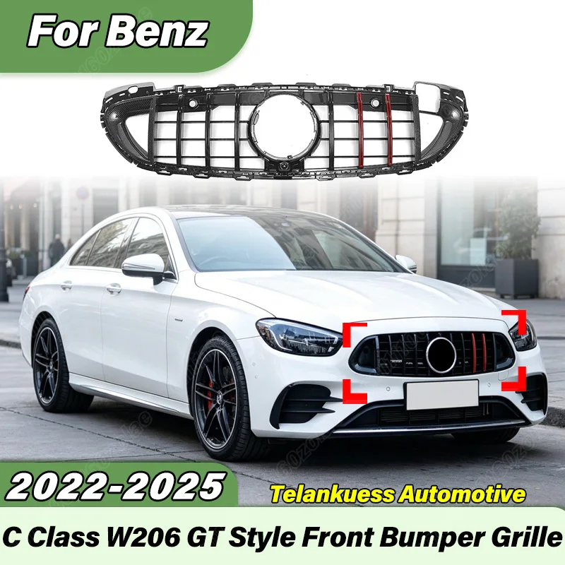 

Для Mercedes-Benz C-класса W206 C200 C260 C300 C350 2022 2023 2024 2025: Комплект для модификации кузова — передняя решетка воздухозаборника бампера