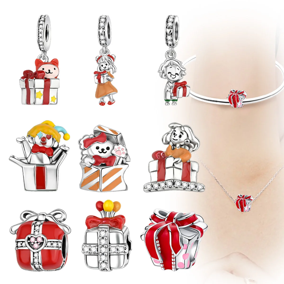 

925 sterling silver Gift box for boy girls Puppy beads Charms Beads Fit 925 Original Bracelet DIY Jewelry Women's gift