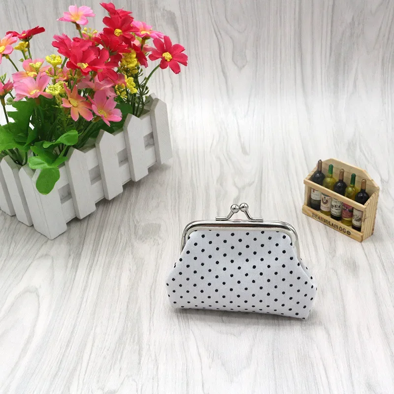 Retro Dot Coin Purse Small Wallets for Women Hasp Mini Coin Purses Money Bags Change Pouch Candy Color Cotton Bag Carteras Mujer
