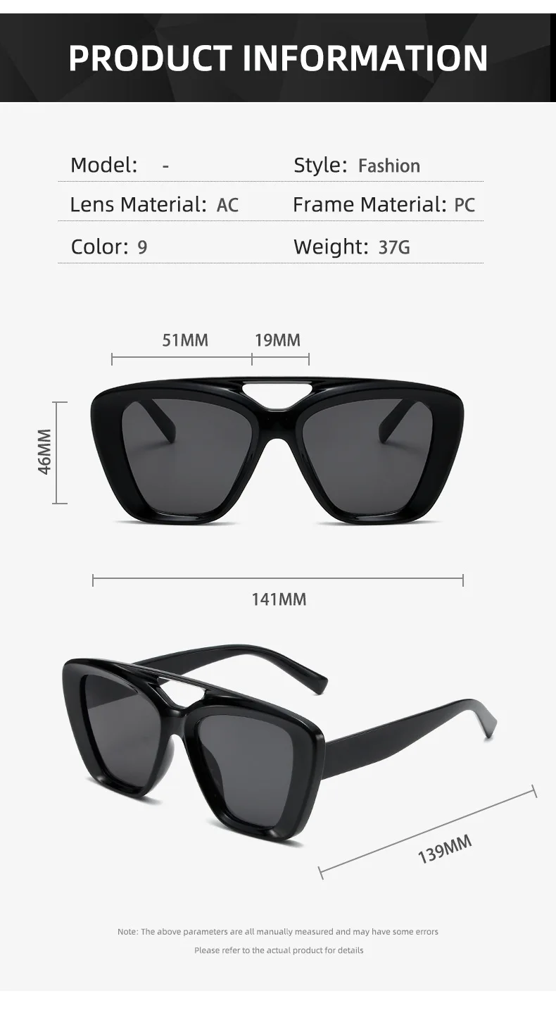 Neue Vintage Quadratische Sonnenbrille für Damen und Herren Marken-Rechteck-Sonnenbrille Ovale Brillen für Männer und Frauen – Detail 7