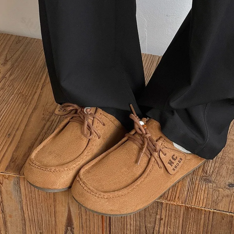 

Новинка осени 202, мужские повседневные полутапочки на плоской подошве со шнуровкой в стиле ретро, модные нишевые стильные универсальные удобные нескользящие тапочки